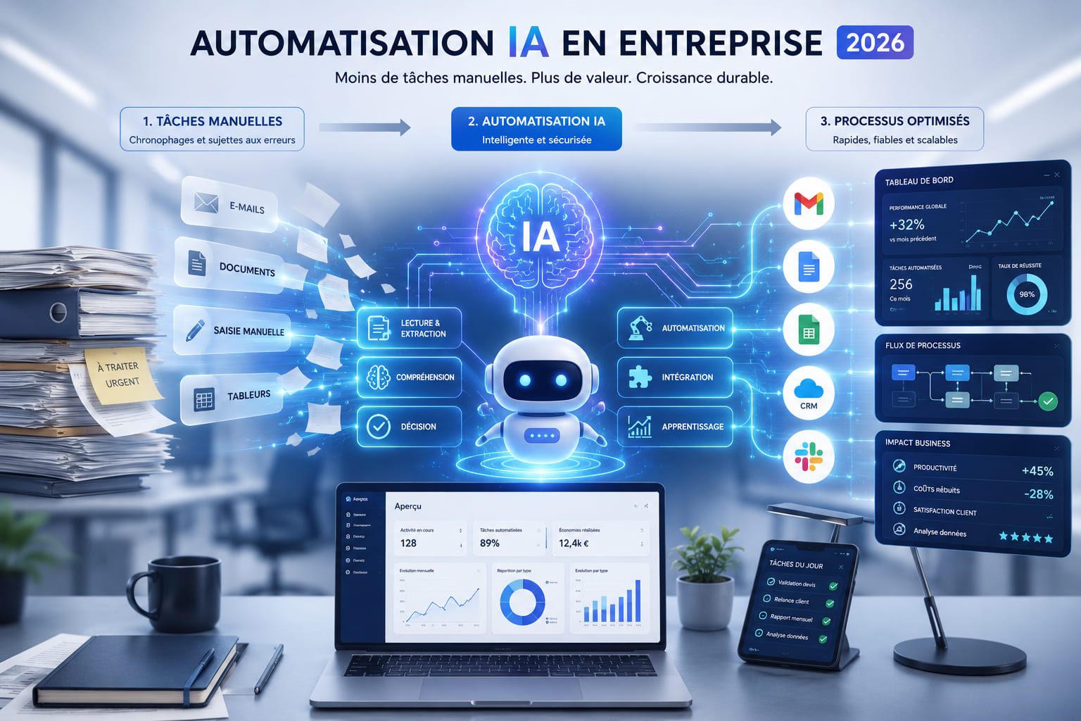 Automatisation IA en entreprise : le guide complet 2026